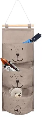 Obrázek produktu pro Ultiluxe Závěsný organizér - Taška na hračky - 3 kapsy - Skvělý úložný prostor pro děti - Skládací - 22 x 56 cm - Hnědá