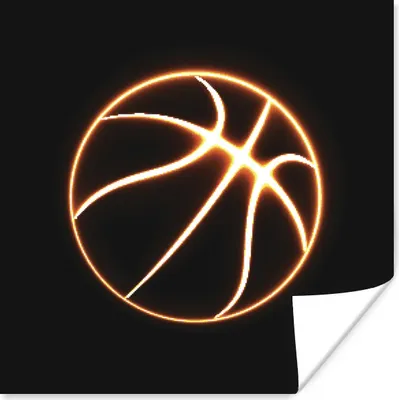 Produktbild von MuchoWow® Poster Eine Illustration eines leuchtenden Basketballs 75x75 cm - Wand Dekoration