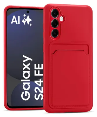 Image de Housse pour Samsung Galaxy S24 FE Housse silicone Housse de protection avec porte-carte Slim Wallet Case, rouge