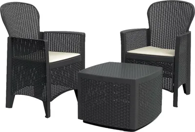 Immagine prodotto di Dmora set Salotto da Esterno Anny Nero Antracite, 2 Posti Impermeabile, Idrorepellente, Lavabile  Italy
