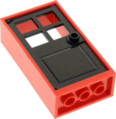 Produktbild von 1x Lego Tür Rahmen 2x4x6 rot Türblatt 1x4x6 schwarz 4521208 60623 4528139 60599