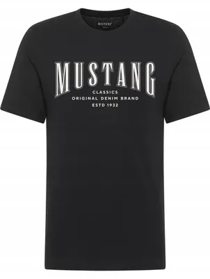Produktbild von Mustang | Herren-T-Shirt aus Baumwolle, schwarz, Mustang-Stil, Alex-Logo-Print, Größe S