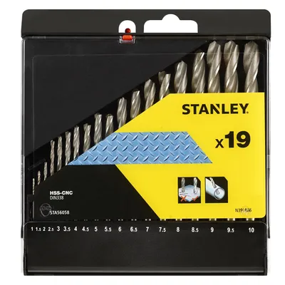 Obrázok produktu pre Stanley STA56058-QZ, Vŕtačka, Kov, 1/1.5/2/2.5/3/3.5/4/4.5/5/5.5/6/6.5/7/7.5/8/8.5/9/9.5/10 mm, 19 kusov