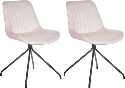 Image de Chaise de salle à manger en velours Lot de 2 Beige Navasota Lumarko