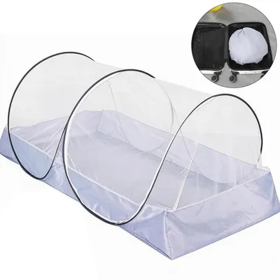 Produktbild von Faltbares Pop-Up Moskitonetz Bett, leicht & tragbar, 200x100x73cm, inkl. Tasche, für Reisen, Camping, Kinderbett, 360° Schutz