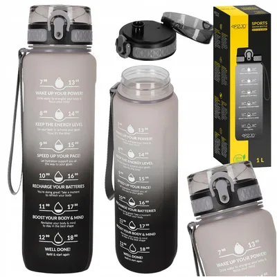 4FIZJO Tritan-Sportflasche 1 l mit Skala und Tragegriff, auslaufsicher, grau