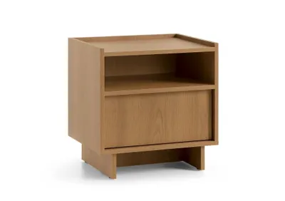 Produktbild von BETTSO Nachttisch SUNA Japandi Nachtkommode Nachtschrank Eiche Caramel grifflos Schlafzimmer, 1 Schublade, 50x51x39 cm, Saugroboter-geeignet