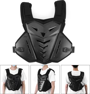 Produktbild von Motorradweste, stoßfest, atmungsaktiv, Brust-Rückenschutz für Reiten, Outdoor-Sport, Schwarz