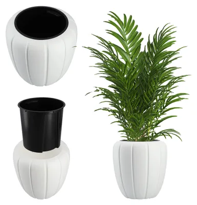 Produktbild von Blumentopf, 40 cm Höhe, Wetterbeständiges Material, UV-Strahlenbeständig, Frostbeständig, Geeignet für den Innen- und Außenbereich