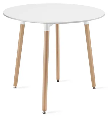 Immagine prodotto di Tavolo da pranzo rotondo Kami bianco con gambe in faggio