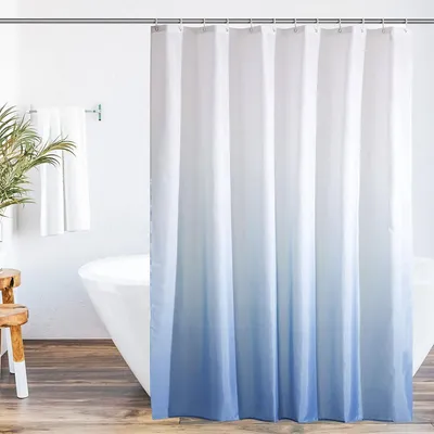 Produktbild von Duschvorhang, Digitaldruck Duschvorhänge mit Gewicht, 180x200cm Textil aus Polyester Stoff, Anti-Schimmel Dusch Vorhang Wasserdicht Waschbar, Shower Curtains für Dusche und Badewanne Blau