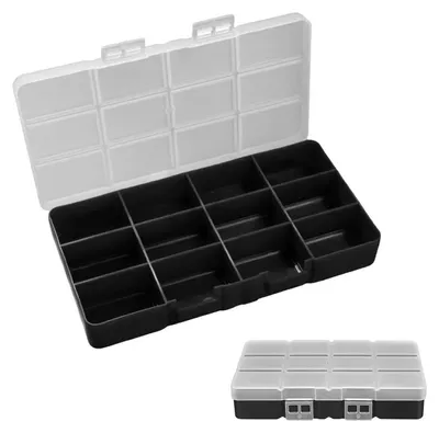 2er-Set Sortierboxen, 12 Fächer + ohne Fächer, Kunststoff, 19,5×10×3 cm