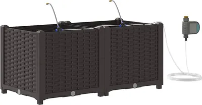 Zdjęcie produktu dla vidaXL Donice ogrodowe, 2 szt., brązowe, 80 x 40 x 37,5 cm, PP