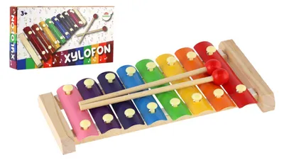 Produktbild von Xylophon aus Holz/Metall, 24 cm, mit Schlägeln, in einer Schachtel (25 x 13 x 4 cm)