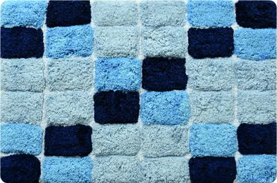Produktbild von MSV Badteppich Badvorleger Mosaik Duschvorleger Hochflor Badematte 40x60 cm – Blau