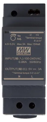 Produktbild von MEANWELL HDR-30-5, DC AC Hutschienen-Netzteil, DIN, 15W 5V 3A