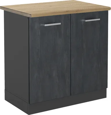 Produktbild von Spülenunterschrank Vicco R-Line Schwarz Beton 80 cm AP Eiche, Model 47480