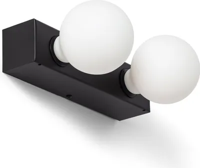 Produktbild von Wandleuchte Badezimmer Metall 2 Strahler Aizkra Schwarz