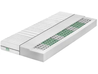 A cross-section of a mattress is shown against a white background.