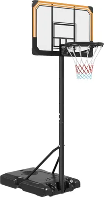 Image de SPORTNOW Panier de basket sur pied, panier de basket-ball, hauteur réglable 235-264cm, avec base de lestage, roulettes, panneau arrière robuste, noir