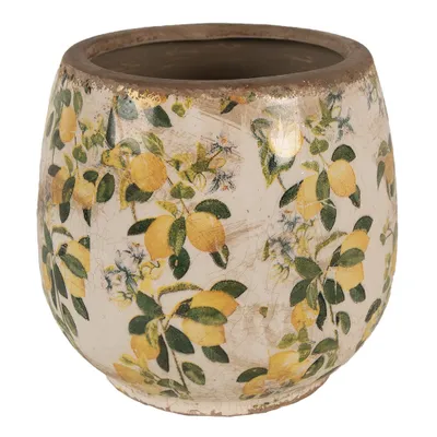 Produktbild von Clayre & Eef Blumentopf Ø 15x15 cm Beige Gelb Keramik Zitronen