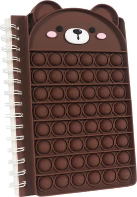 Produktbild von Notizbuch Schulheft Fidget Toy Pop It für Kinder Brauner Bär 50 Seiten A5