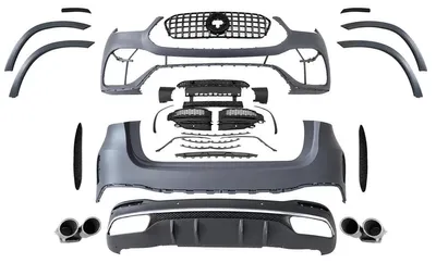 Image de Kit carrosserie pour SUV Mercedes GLE W167 2019+ : look GLE 63S, diffuseur, calandre et sorties d'échappement.