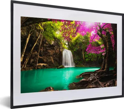 Produktbild von MuchoWow® MuchoWow® Gerahmtes Poster Wasserfall - Thailand - Natur 40x30 cm - Poster mit zchwarzem Bilderrahmen - Bilderrahmen - Poster im Rahmen
