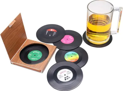 Obrázek produktu pro 6 vinylových desek, podtácí podložka, podložka pod hrnek, protiskluzová, izolovaná, podložka pod nápoje a kávu