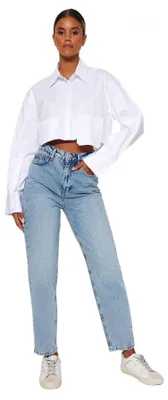 Obrázek produktu pro Dámské džíny TRENDYOL, světle modré, vysoký pas, model "mom jeans", kód produktu: Twoaw24je00076, velikost 34 EU