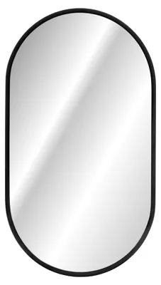 Obrázok produktu pre Kúpeľňové zrkadlo s LED osvetlením, oválne, s čiernym rámom, 50 × 90 cm, moderné