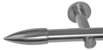 Produktbild von Edelstahl Look Gardinenstange 20mm Wandträger 1-läufig Spitze, Länge wählbar H31 E82 R