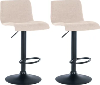 Produktbild von CLP 2er Set Barhocker Branford höhenverstellbar und 360 drehbar creme Material Stoff