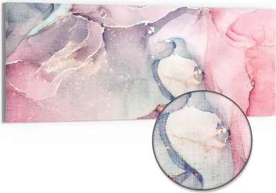 Produktbild von DEQORI Hybrid Leinwand Bild 150x60 cm 'Elegante Farbströme' Wandbild Glas flach modern