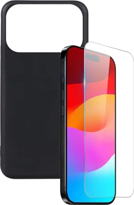 Obrázek produktu pro Pro Apple iPhone 17 Pro Silikonové TPU ochranné pouzdro na mobilní telefon Black + 9H tvrzené sklo