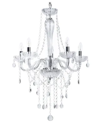 Zdjęcie produktu dla BELIANI Żyrandol lampa wisząca sufitowa przeźroczysta szklana srebrny chromowany metal ozdobne kryształy
