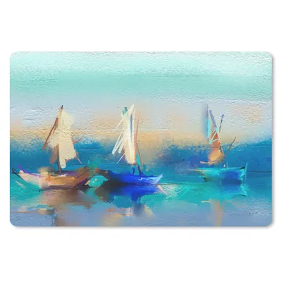 Produktbild von MuchoWow® Schreibtischunterlage Gemälde - Ölfarbe - Boot - Abstrakt 60x40 cm - XXL Mauspad - Großes Mauspad
