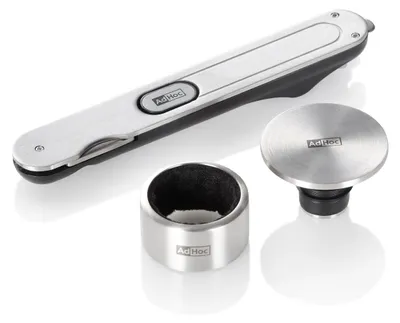 Produktbild von AdHoc Wein-Genießer-Set Champ, 3-tlg. Set bestehend aus Korkenzieher PushPull (KU50), Flaschenverschluss Champ (FV41) und Tropfenfänger Champ (FV45)