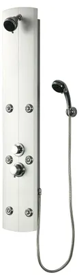 Duschpaneel mit Hydromassage, PVC, silber, 130 x 25 x 7 cm, 6 Düsen