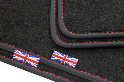 Produktbild von Exclusive Union Jack Fußmatten passend für Range Rover Velar Typ L560 2017-, Naht:Rot