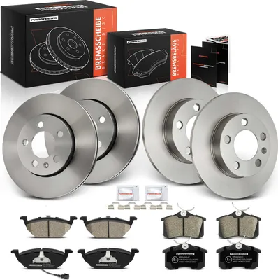 Obrázek produktu pro Frankberg 4x brzdové kotouče 8x brzdové destičky přední náprava zadní náprava pro Audi A2 A3 Seat Leon Toledo II Škoda Fabia I Combi Praktik