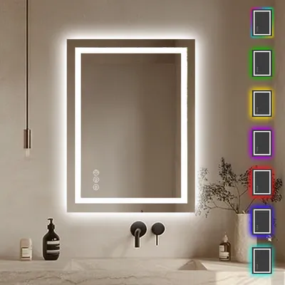 Produktbild von Lumoire® Badspiegel mit RGB beleuchtung – 60 cm Rechteckig Vertikal – Mit Anti-Beschlag