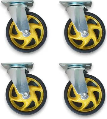 Obrázek produktu pro Sada 4 otočných koleček 125 mm 600 kg - plná mobilita pro nábytek a vozíky
