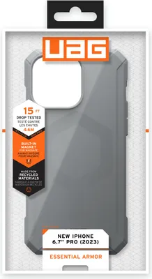 Produktbild von Urban Armor Gear Essential Armos Magsafe, Cover, Apple, iPhone 15 Pro Max, 17 cm (6.7"), Silber
