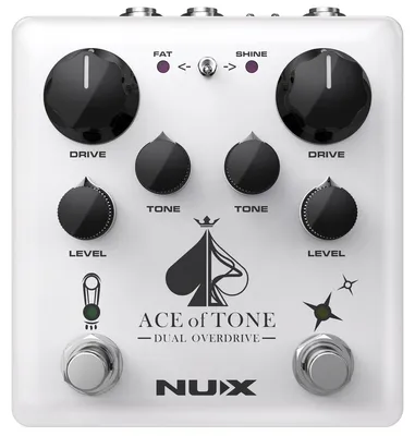 Produktbild von NUX ACE of Tone Dual Overdrive Effektpedal gestapelt mit Tubeman MKII und Morning Star, DC 9V, einfach zu bedienen, perfekt zum Üben, Live Show