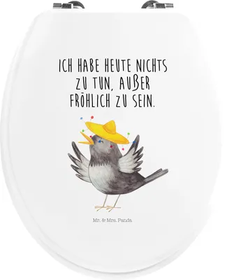 Produktbild von Mr. & Mrs. Panda wc sitz motiv Rabe Sombrero - Weiß - Geschenk, Klodeckel, Toilettendeckel, Klo-Deckel, Motivation, Vögel, Elster, Gute Laune, Brille, Toilettenbrille