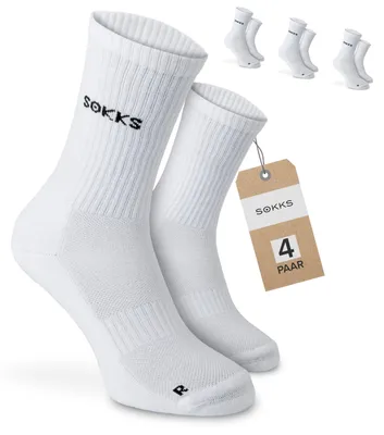 SOKKS Hohe Laufsocken Weiß aus Baumwoll-Mix — 4 Paar Set