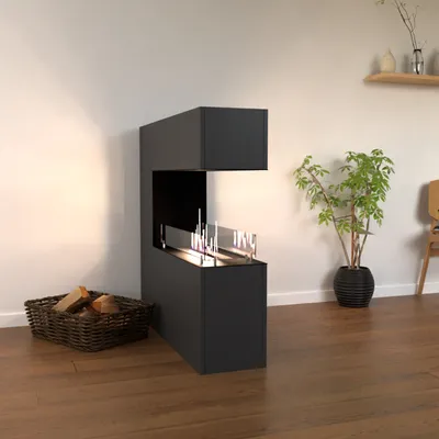 Produktbild von GLOW FIRE Ethanol Kamin 'Oakland' | Ethanolofen in Grau mit 3 Std. Brenndauer und 3 KW Heizleistung | BxHxT: 110x110x30 cm