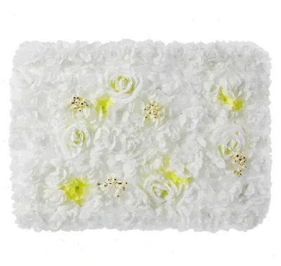 Produktbild von Blumenwand 12er Set - Künstliche Blumenpaneele - Seidenrosen Dahlien Hortensien - 60x40 cm - Hochzeitsdeko - Weiß