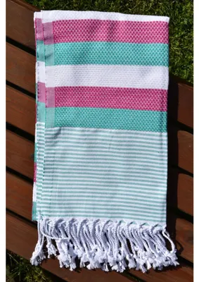 Imagen del producto de Toalla peshtemal, diseño de panal, color verde